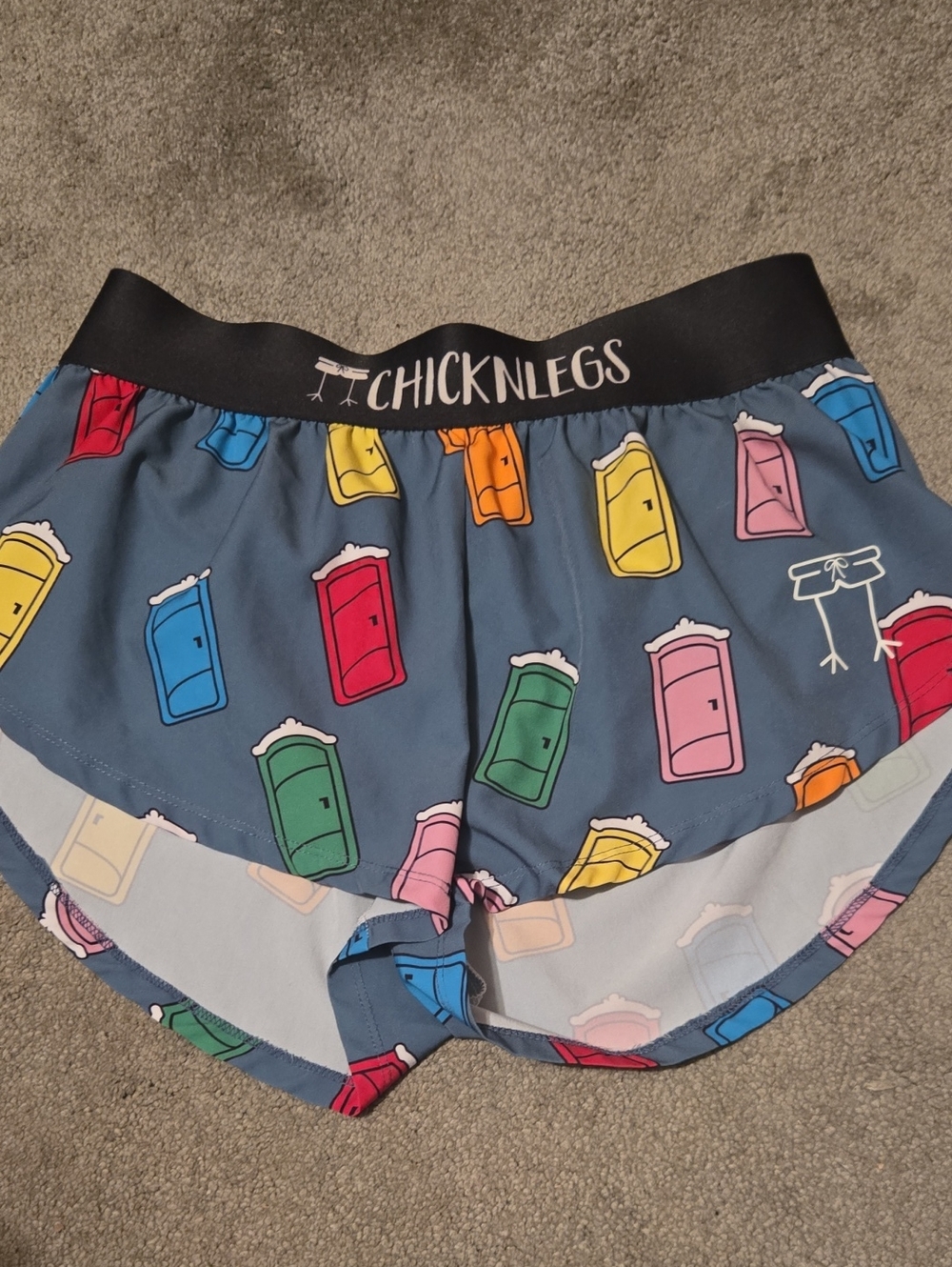 Chicknlegs Blue Novelty Portapotty Print Shorts